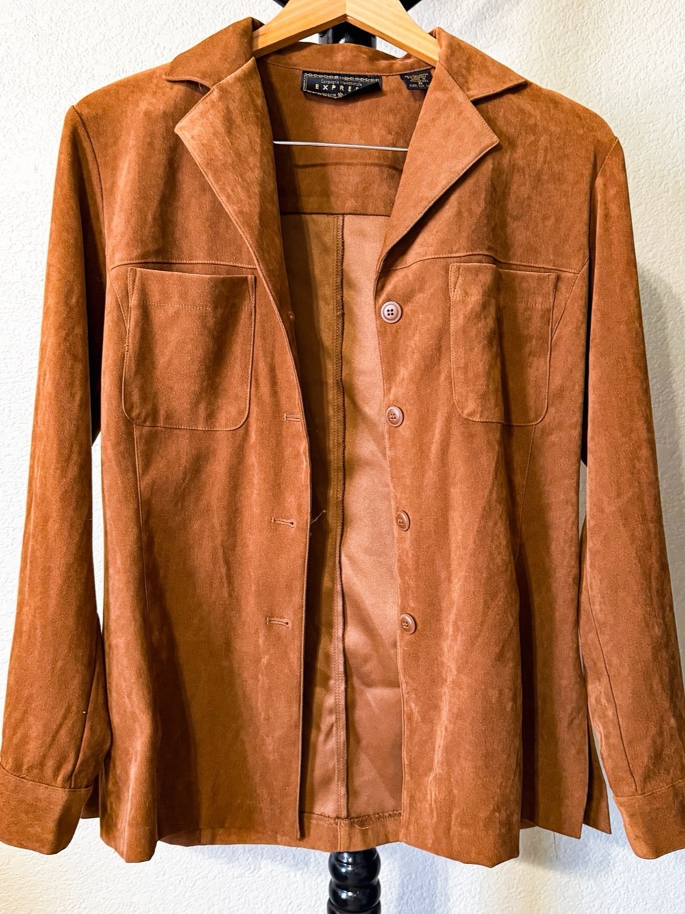 Express Compagnie Internationale Express Faux Suede Button-Front Jacket